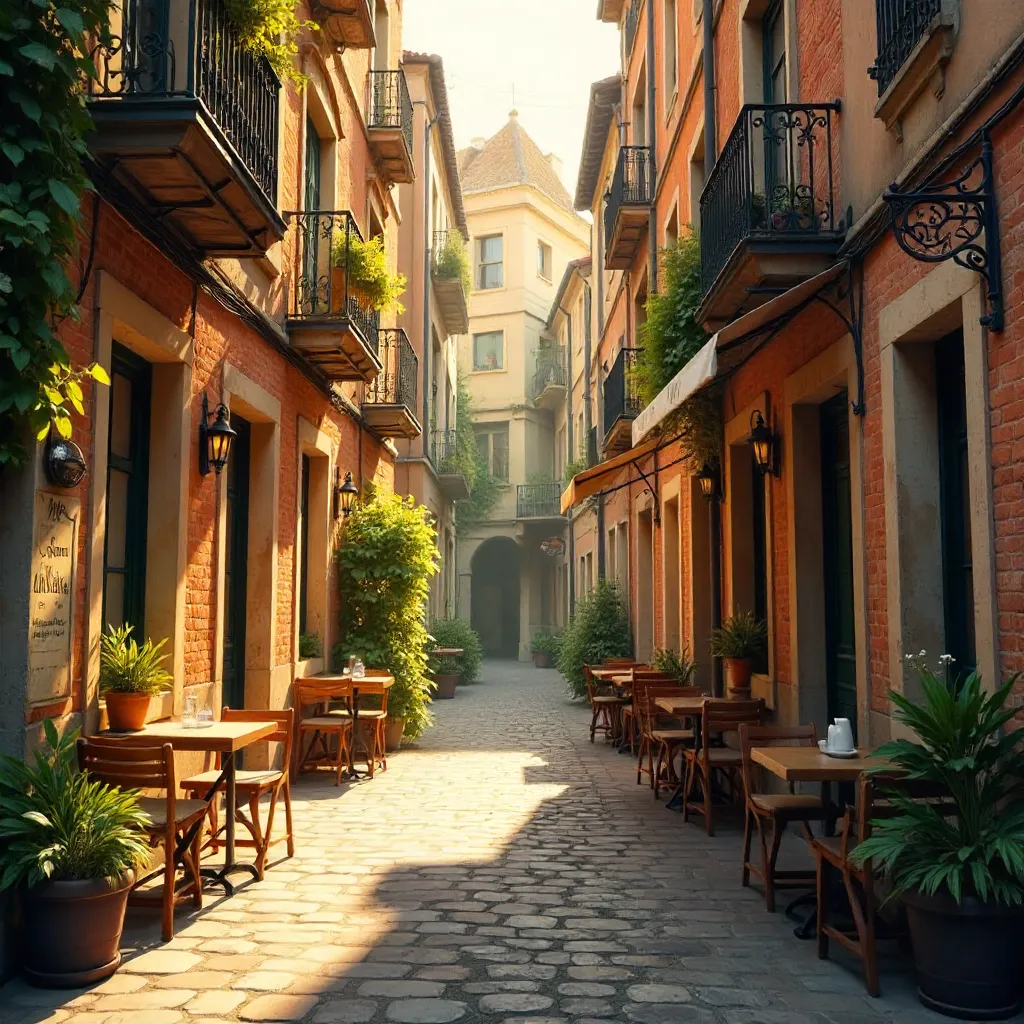 Golden Hour in a Cozy Historic Alleyway