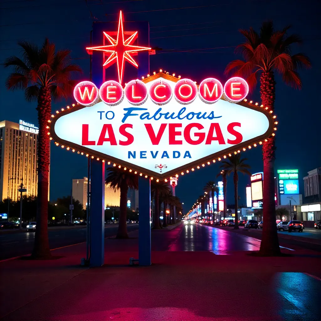 Neon Night at the Welcome to Fabulous Las Vegas Sign