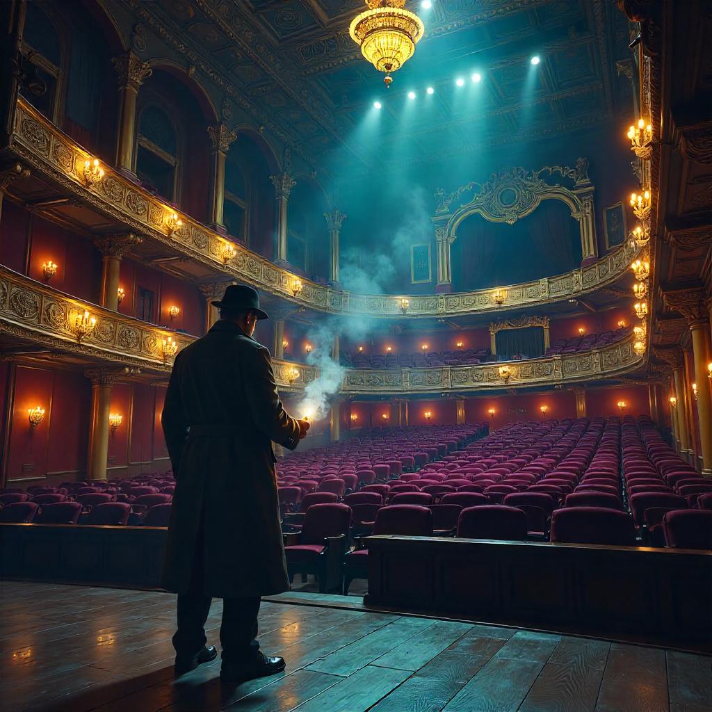 Noir Detective in a Grand Concert Hall - Concept Art