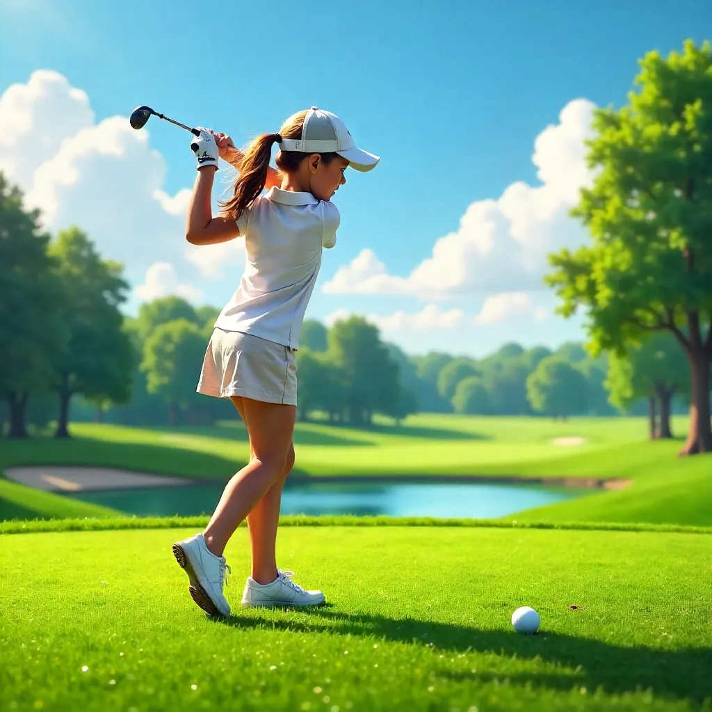 Sunlit Practice Swing on the Golf Course