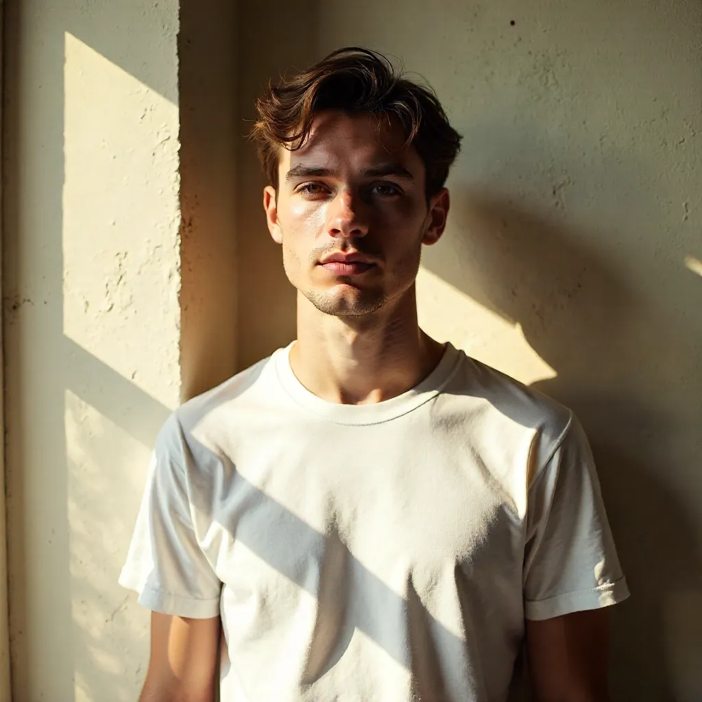 Soft Light Portrait of a Young Man in a White Tee