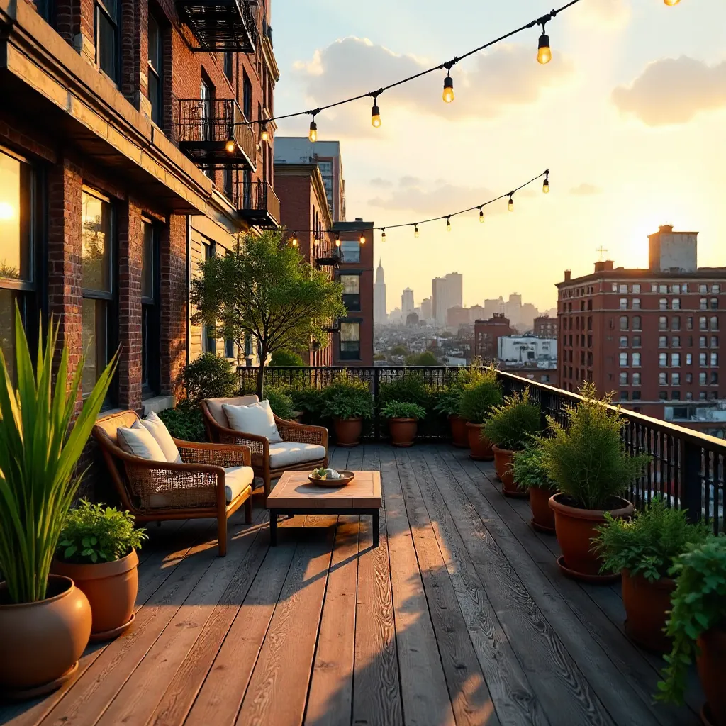 Rooftop Terrace Amid Urban Cityscape