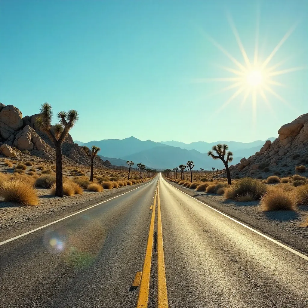 Desert Highway Through Joshua Tree National Park