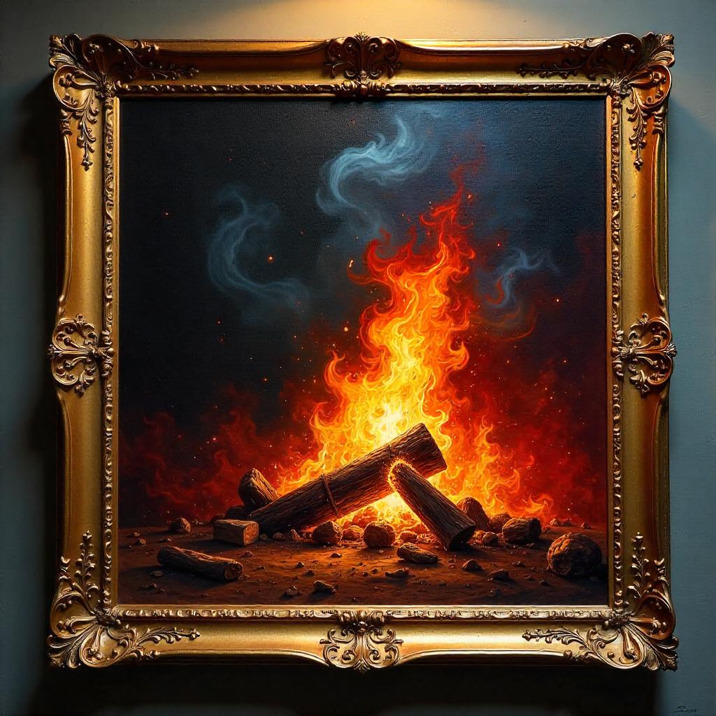 Photograph of an Oil Painting: Fire on Canvas