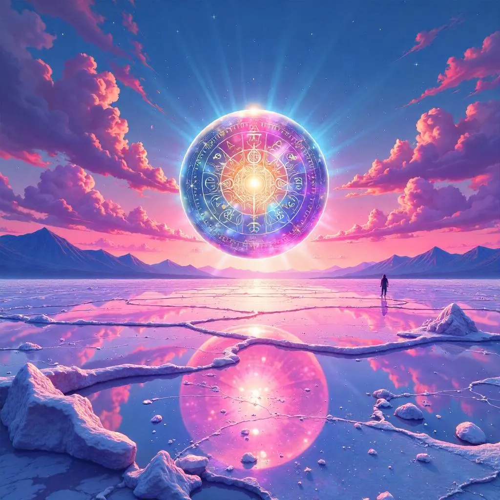 Luminous Orb Over Salt Flats