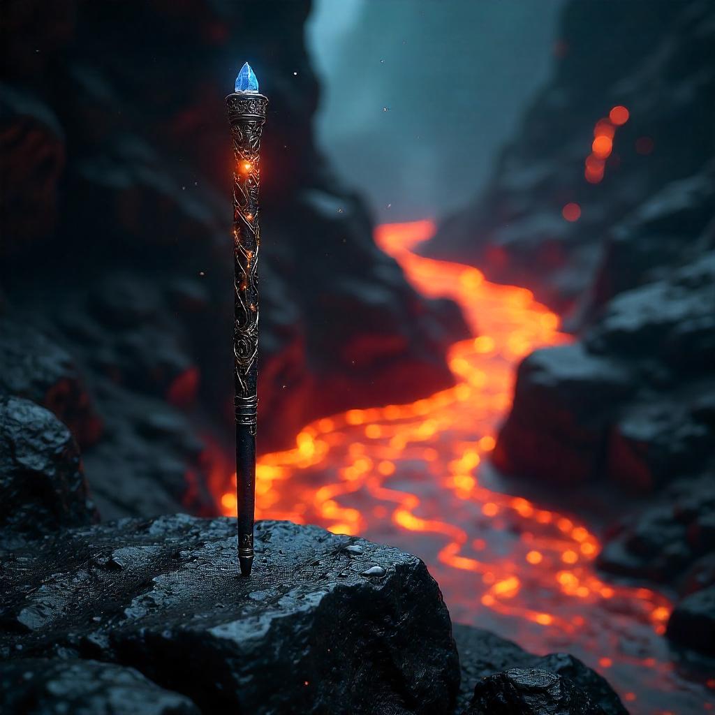 Lava-Edge Arcane Wand 3D Render