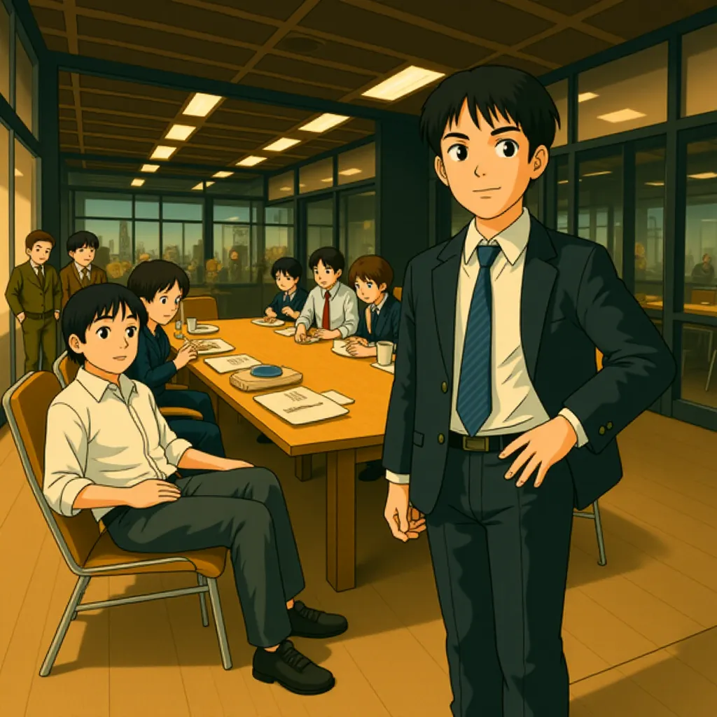 Alec Baldwin, Matt Damon, and Joseph Oliveira in The Departed (2006) - Anime style