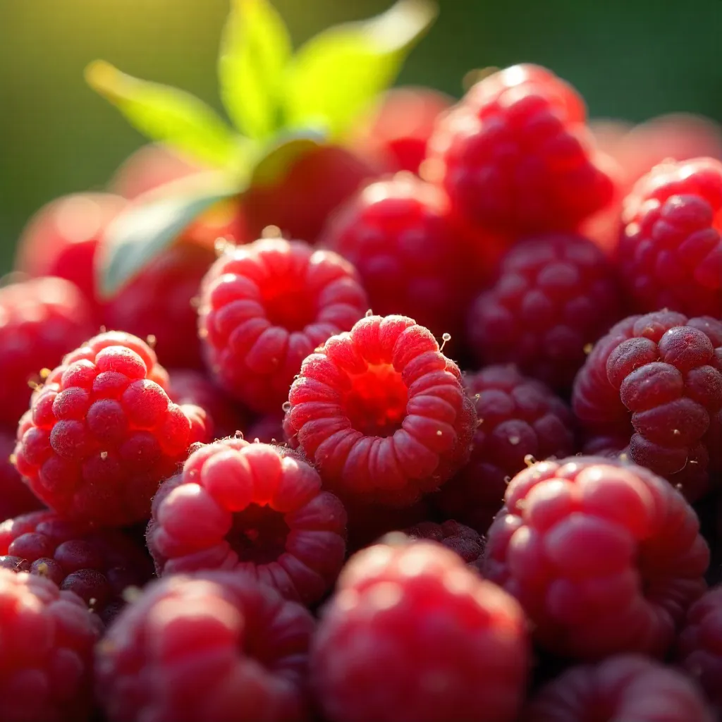 Vibrant Pile of Fresh Raspberries in Natural Light