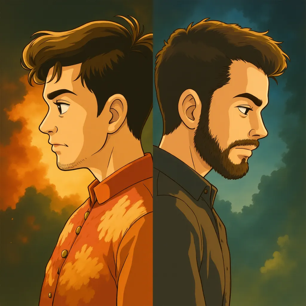 N.T. Rama Rao Jr. and Ram Charan in RRR (2022) - Anime style
