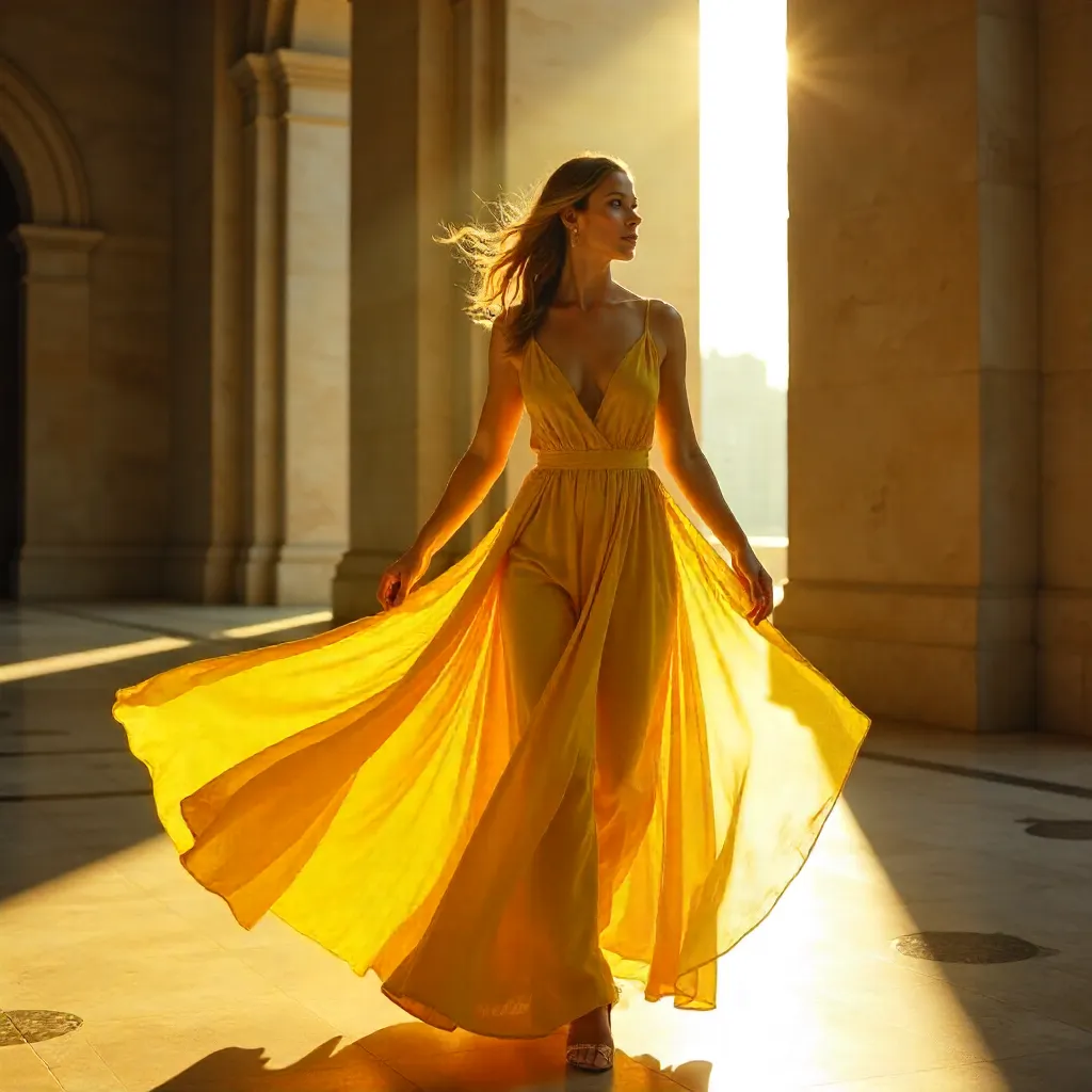 Chiaroscuro in Yellow: Dynamic Architectural Portrait