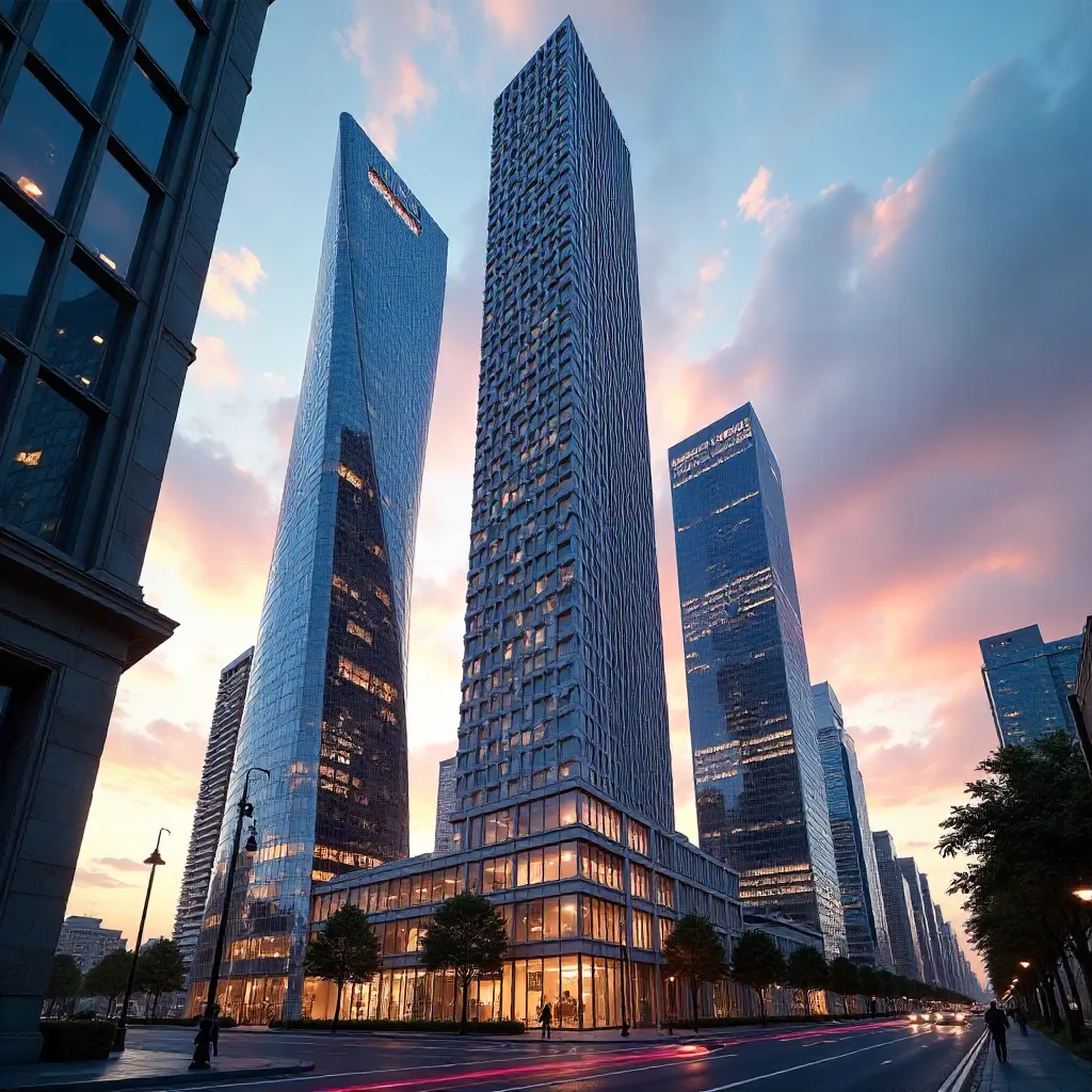 Striking Modern High-Rise Architecture at Dusk