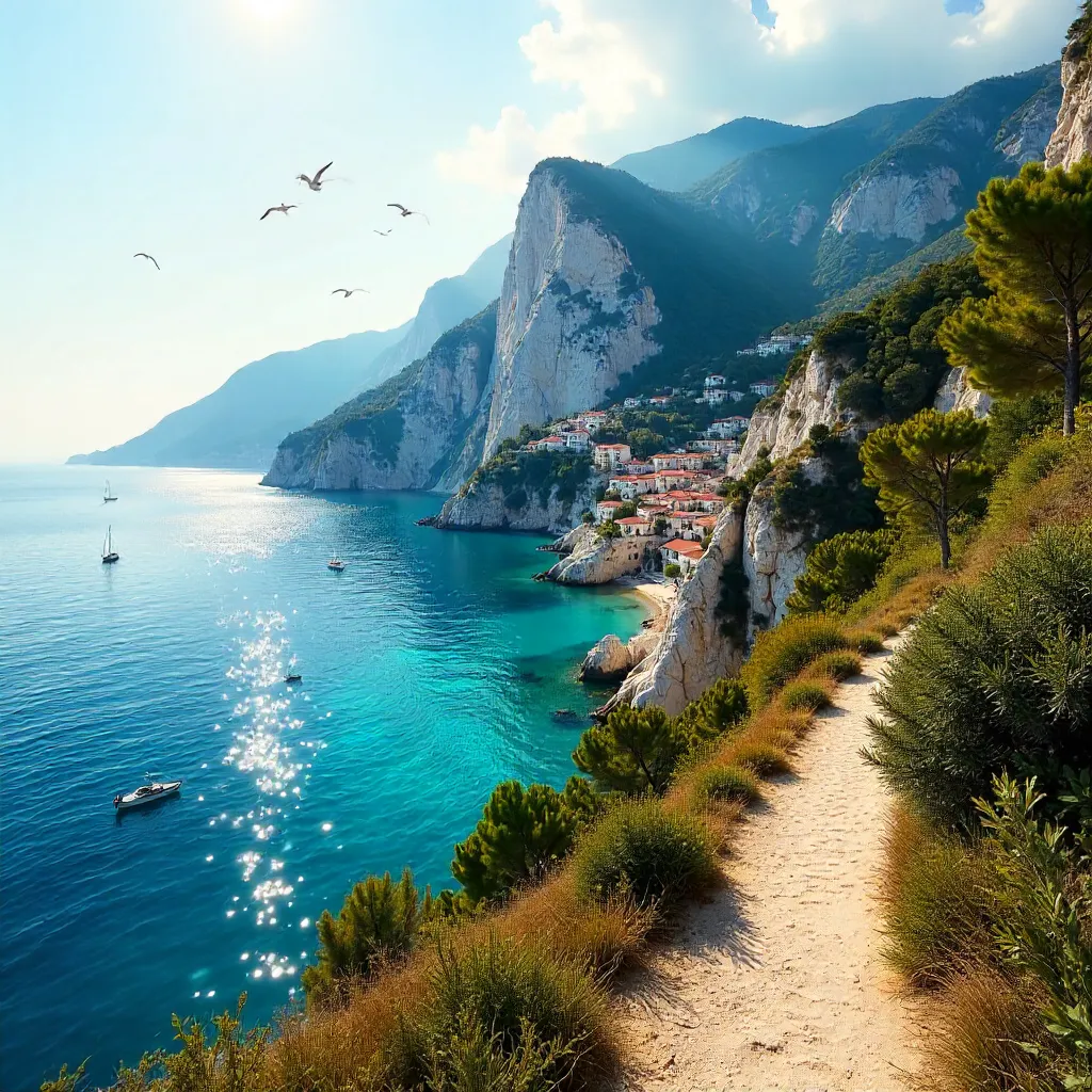 Antalya Coastline: Golden Hour Cliffs and Turquoise Sea