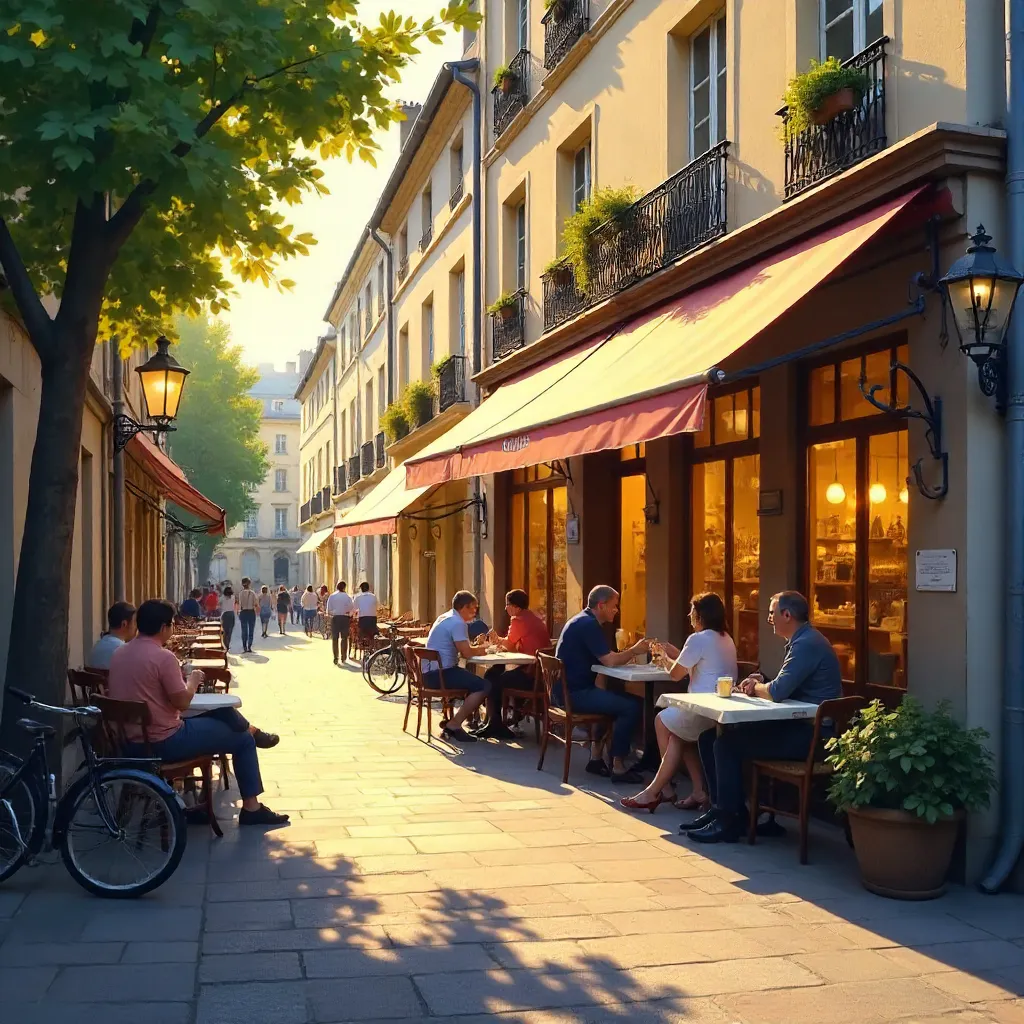 Shadows at Café Paume in Golden Hour