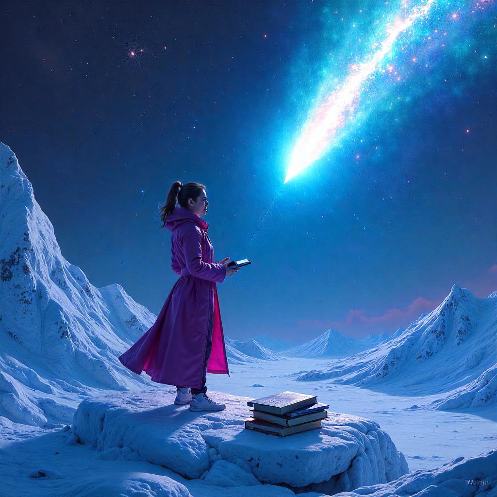 Librarian on a Comet: Neon Digital Odyssey
