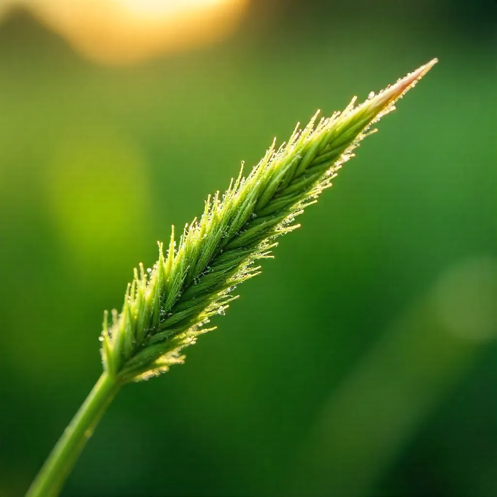 Macro Close-Up: Fuzzy Grass with Green Blur