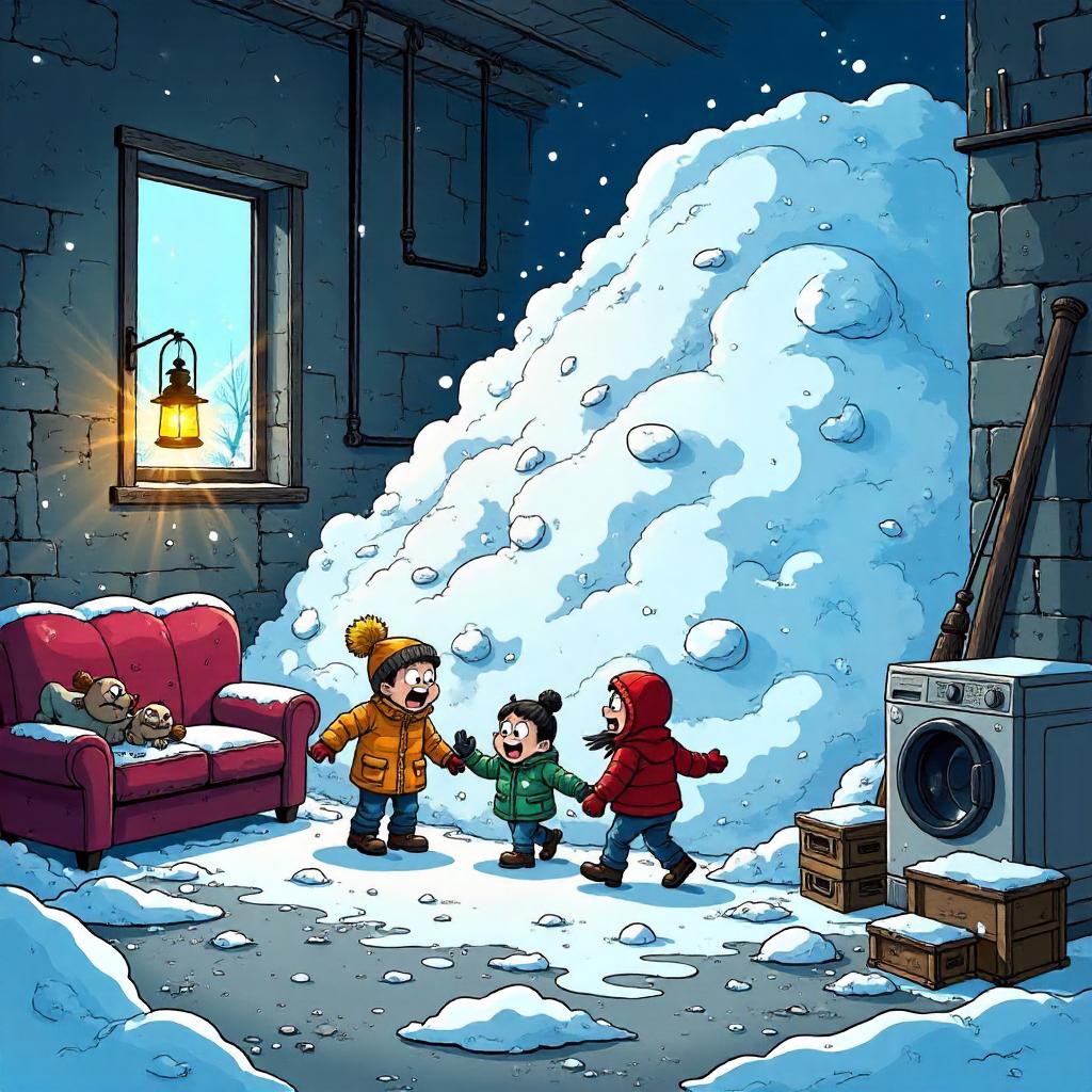 Basement Avalanche: Cartoon Snow Invasion