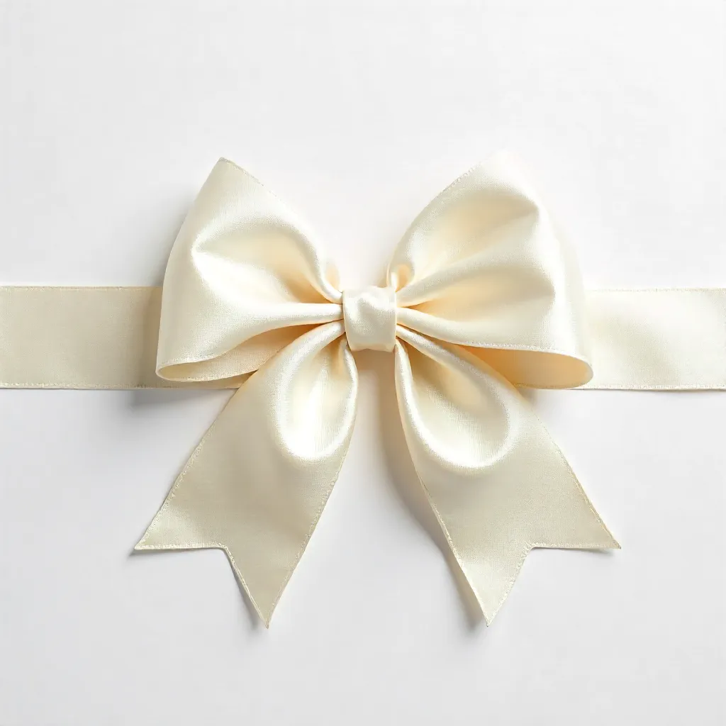 Cream Satin Bow on White Backdrop