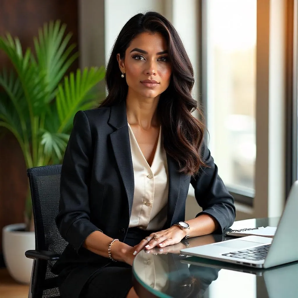 Elegant Latina Woman in a Modern Office