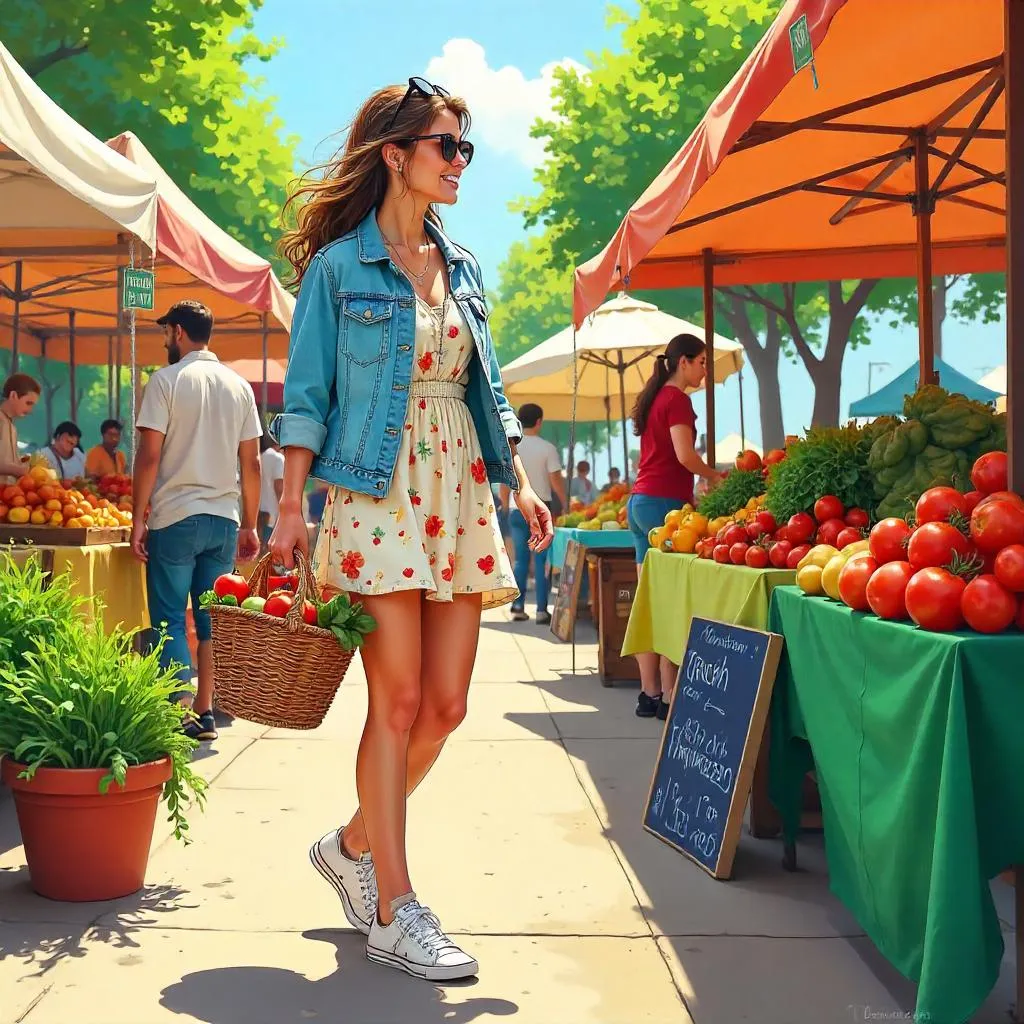 Comic-Style Farmers Market Moment
