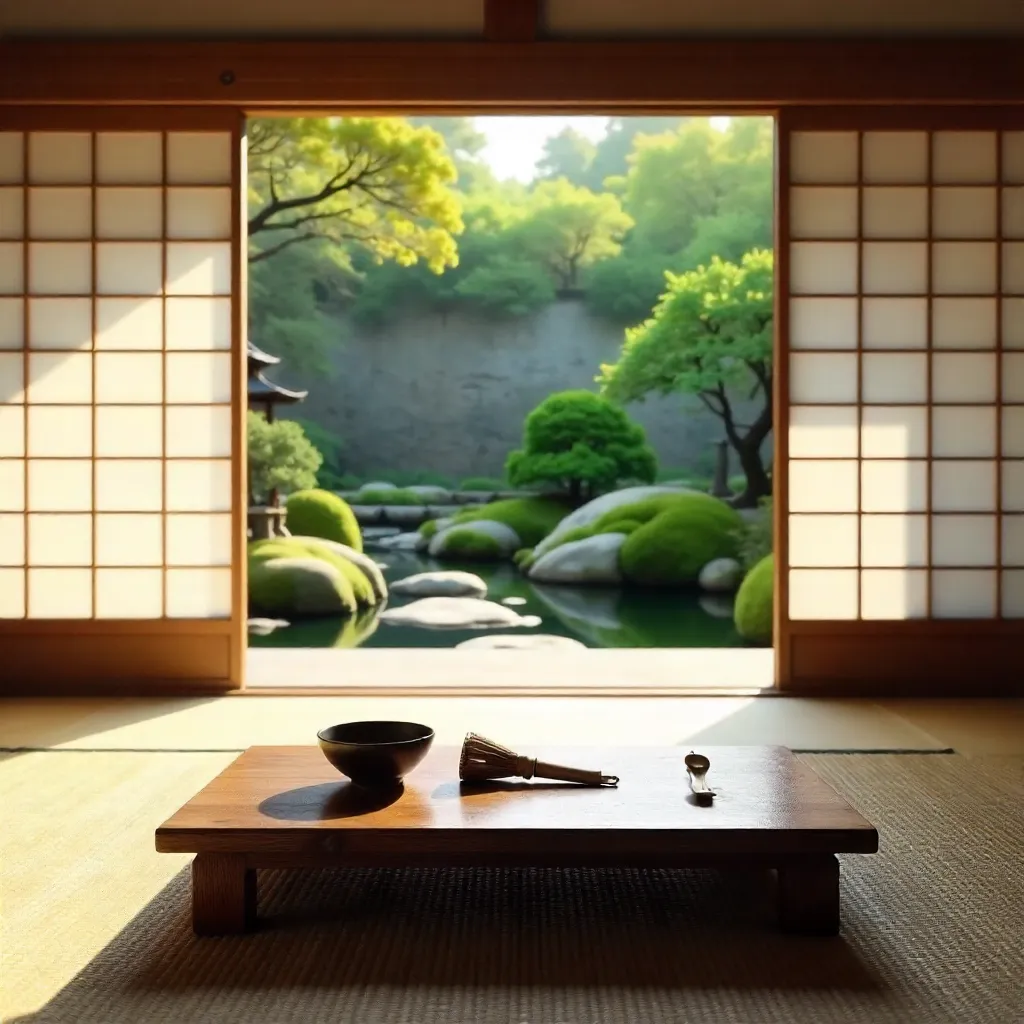 Serene Japanese Tea Room with Garden View