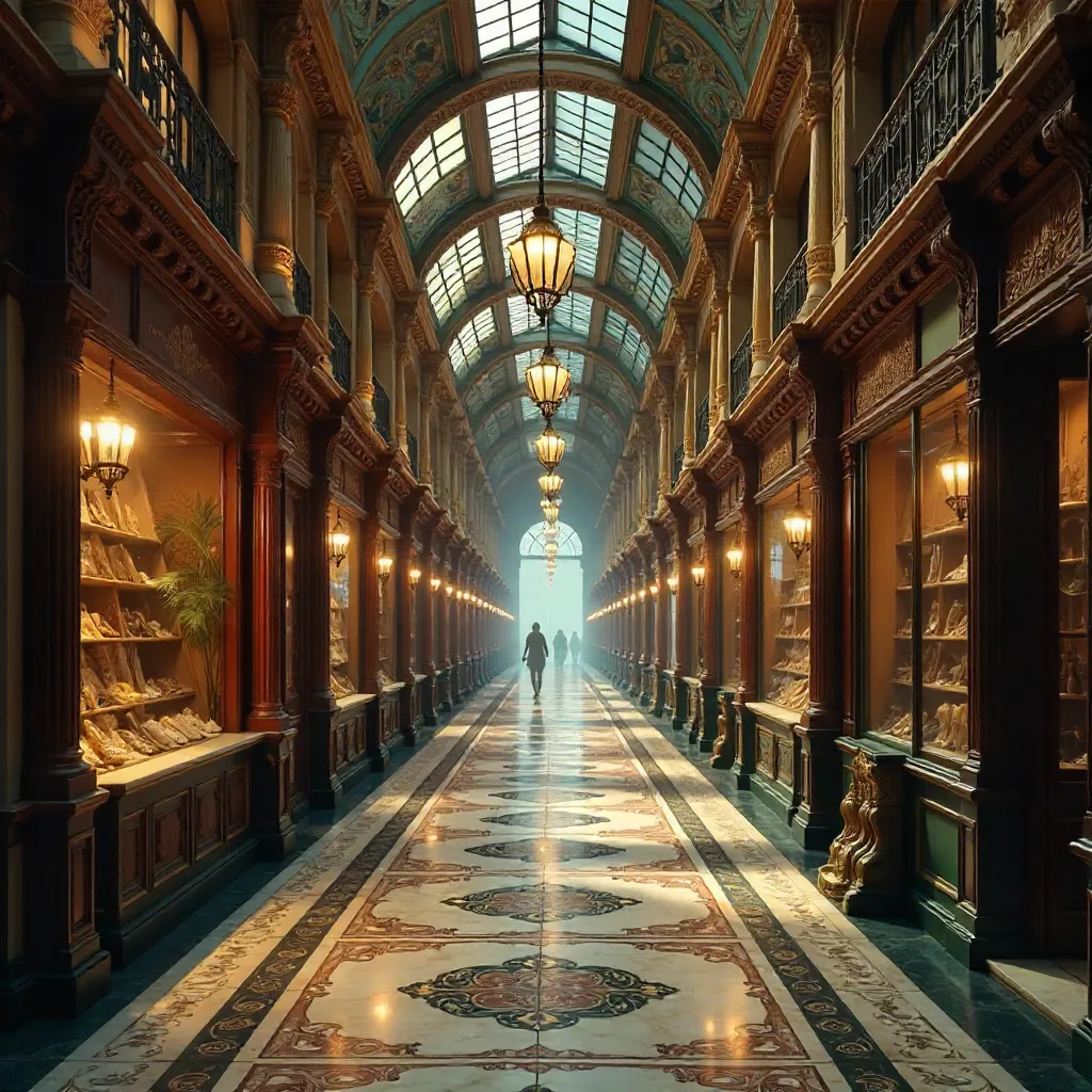 Gilded Victorian Arcade of Glass and Glow