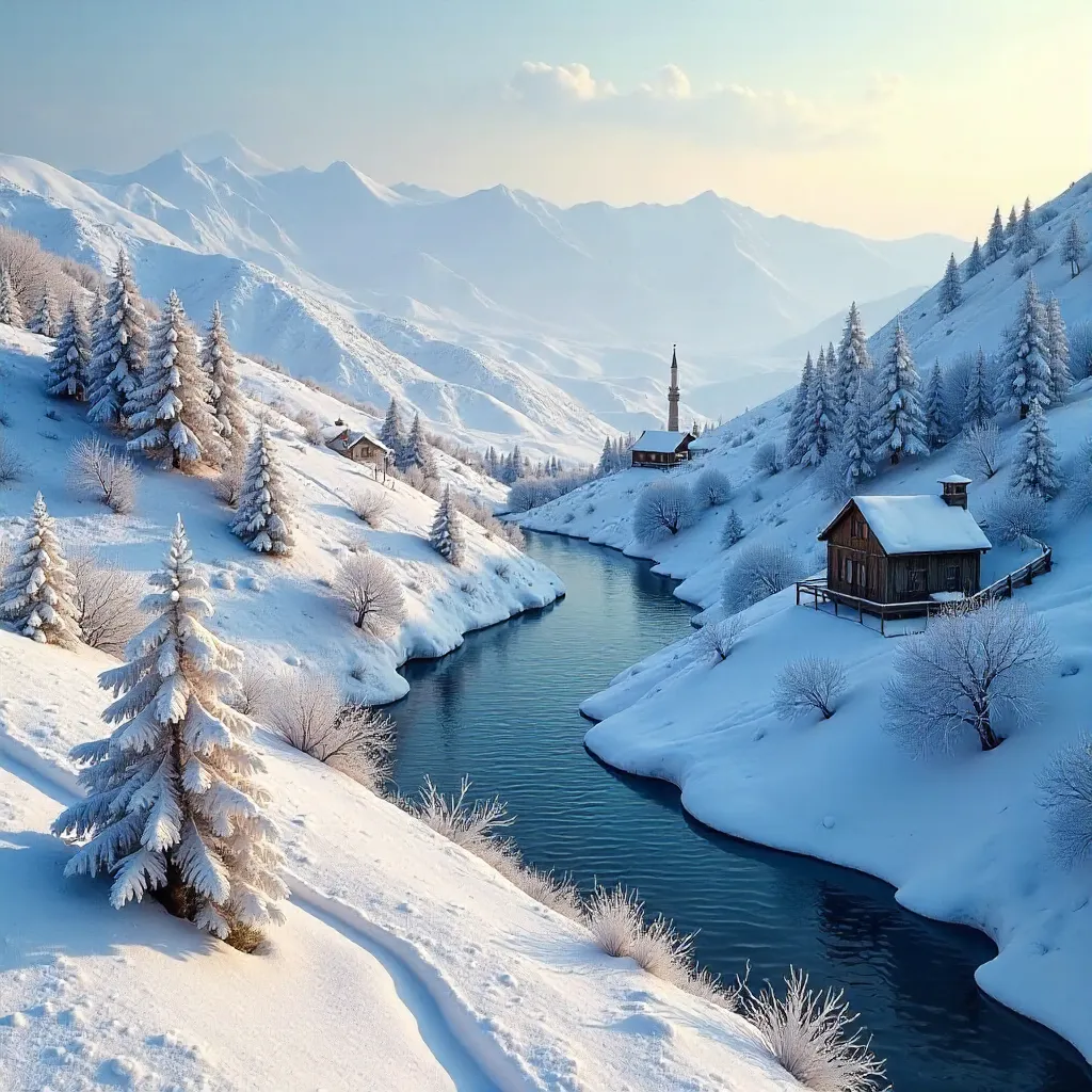 Winter Peace over Kars Hills and Valleys