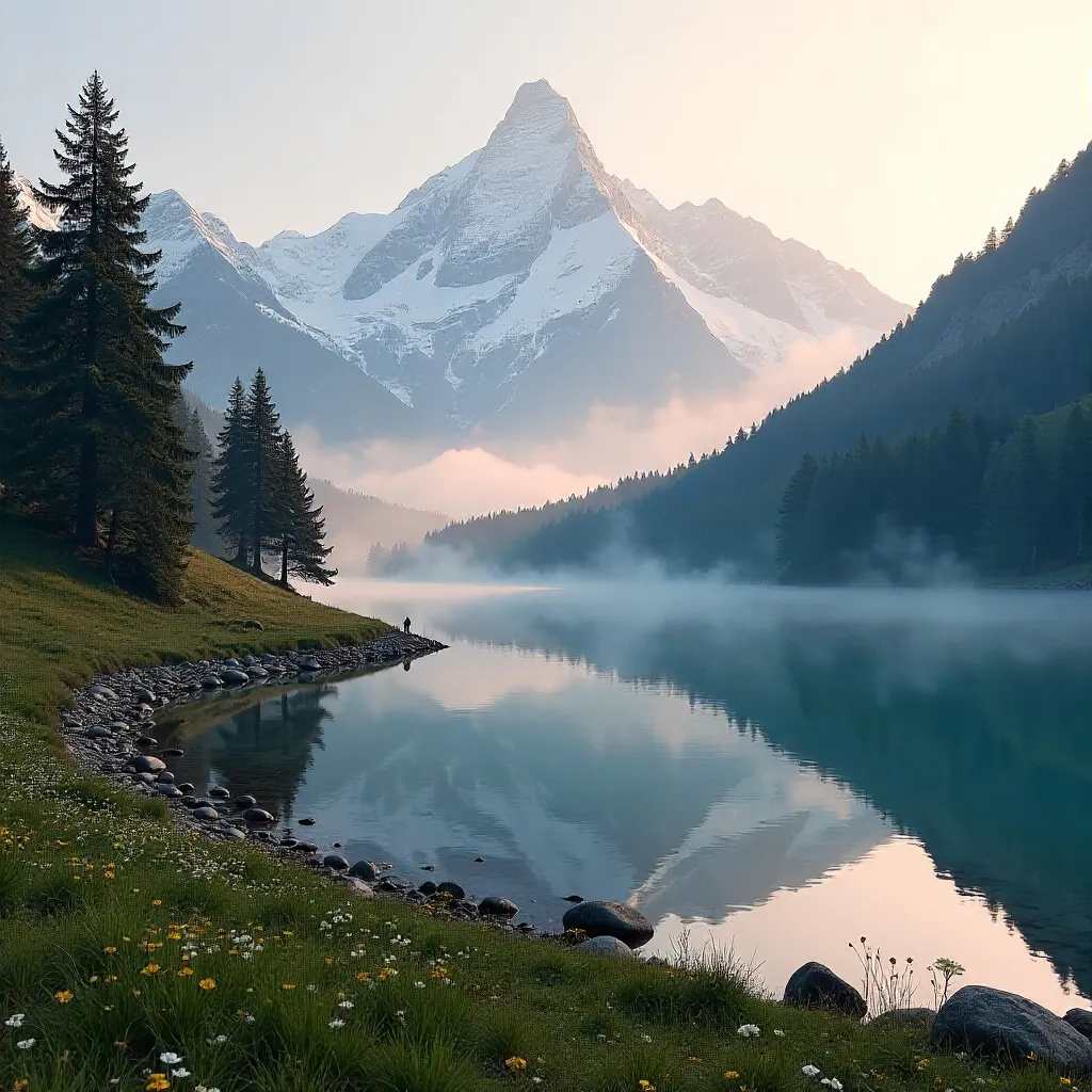 Misty Valle d'Aosta Alpine Dawn