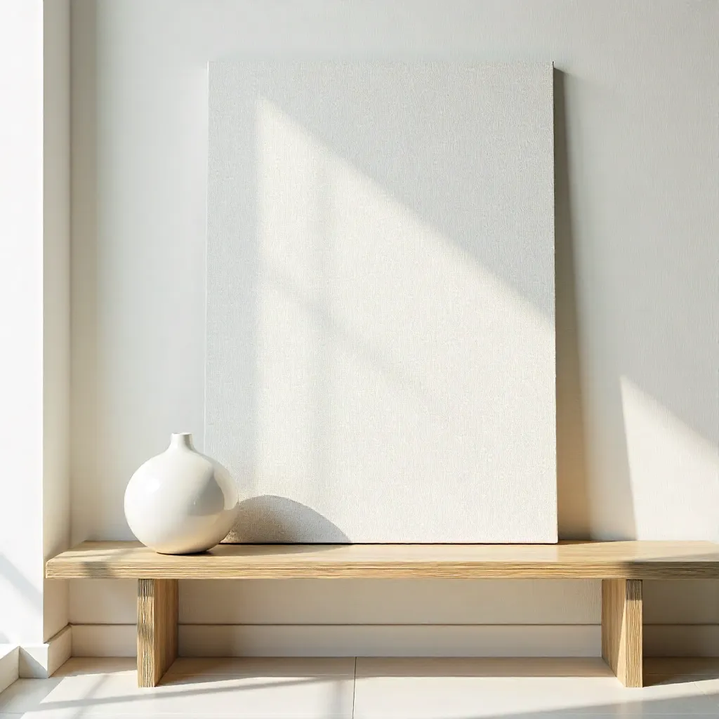 Elegant Minimalist Canvas on Wood Bench