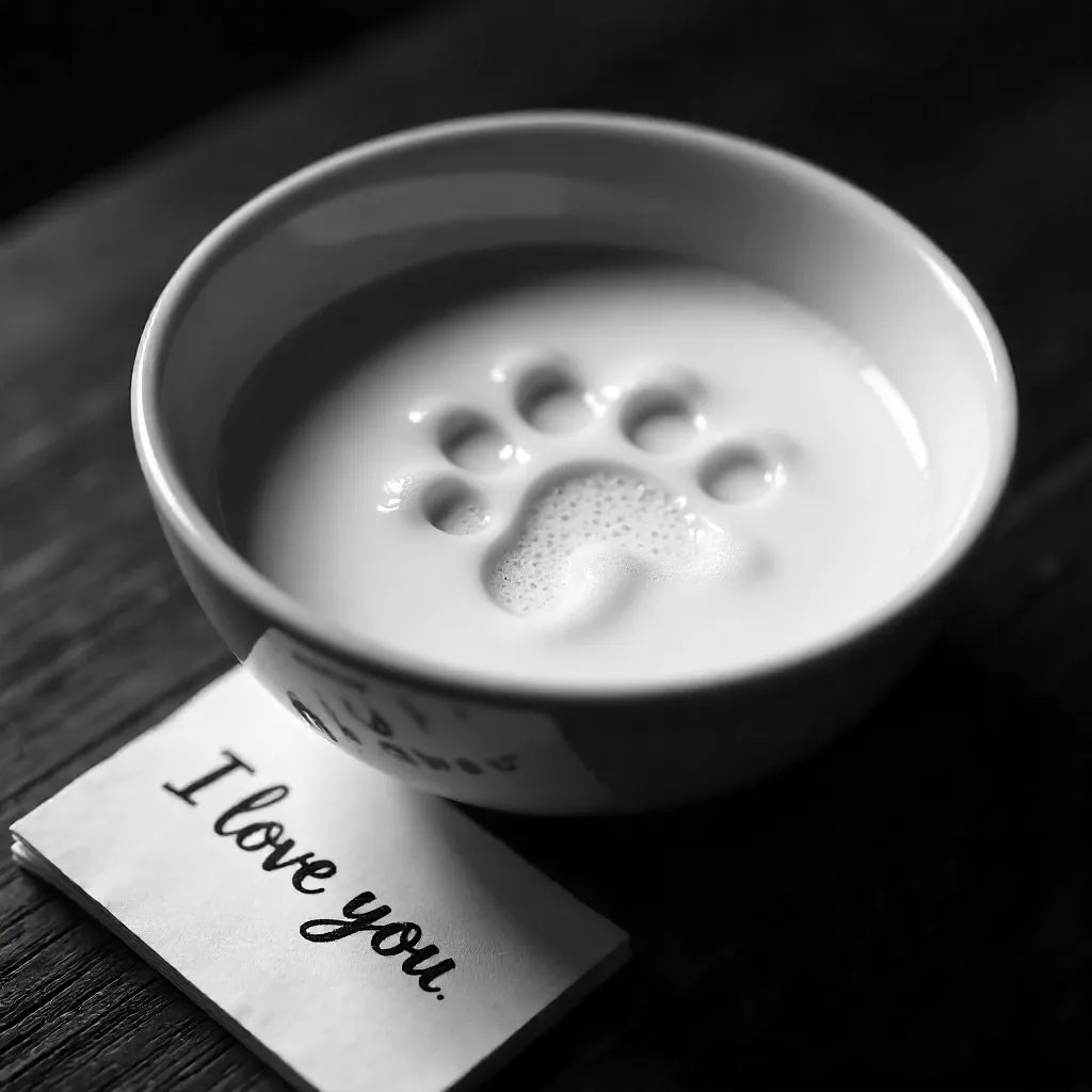Monochrome Paw Print in Milk with Love Note
