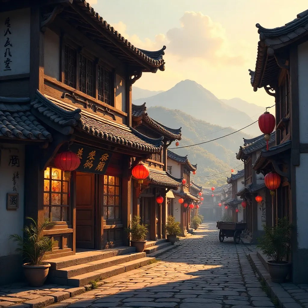 Timber-Front Shop in an Ancient Chinese Village