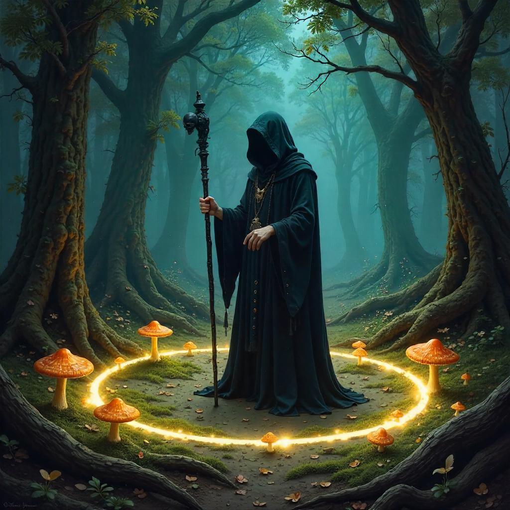 Oil Portrait of a Necromancer in Fairy Rings