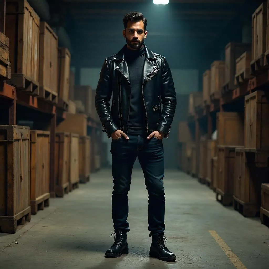 Stylish Latino Man in a Photorealistic Warehouse