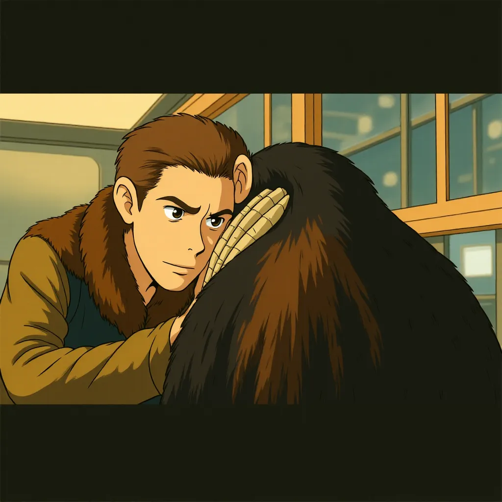 Andy Serkis and Devyn Dalton in Rise of the Planet of the Apes (2011) - Anime style