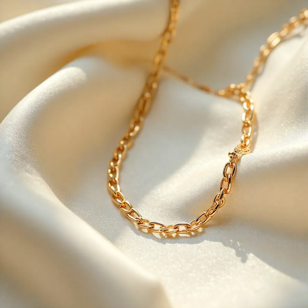 Elegantly Lit Gold Necklace on Satin