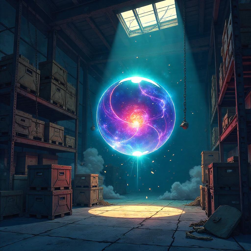 Spirit Orb in a Dim Warehouse - Anime Style