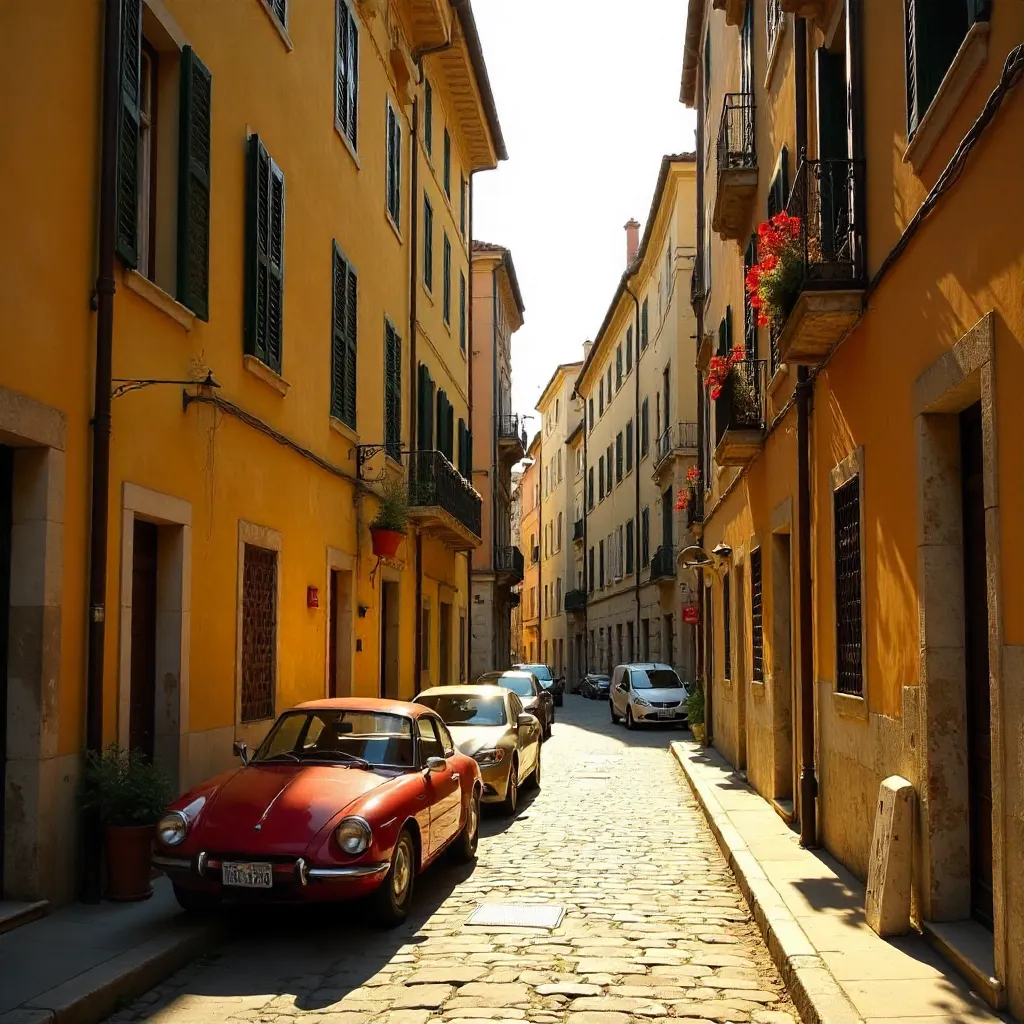 Charming Narrow Italian Alley with Yellow Facades