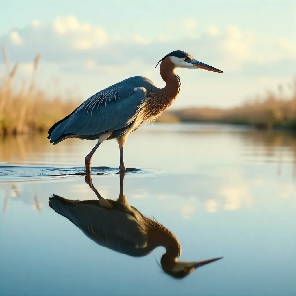 Graceful Tricolored Heron in Calm Reflections