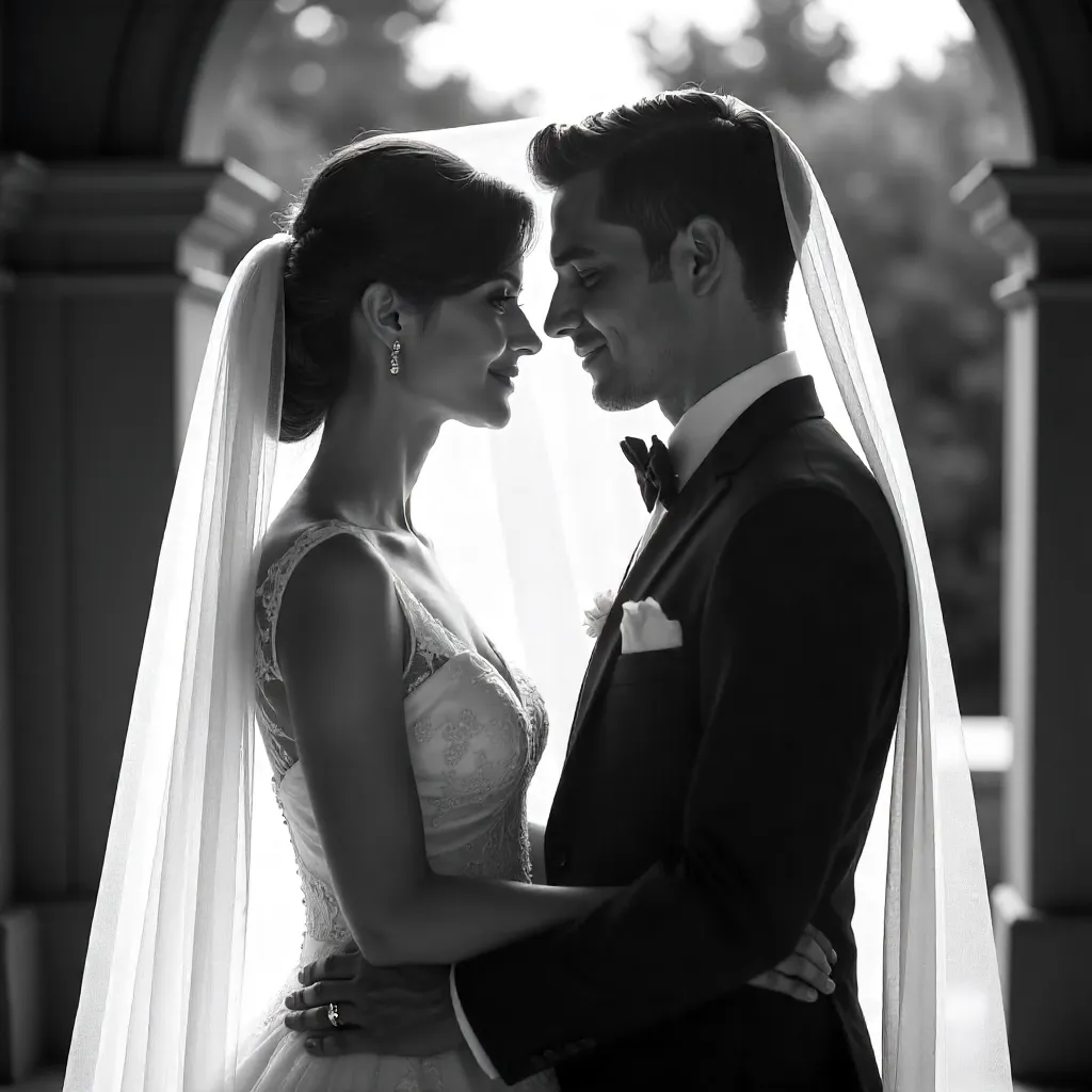 Under the Veil: A Timeless Wedding Portrait