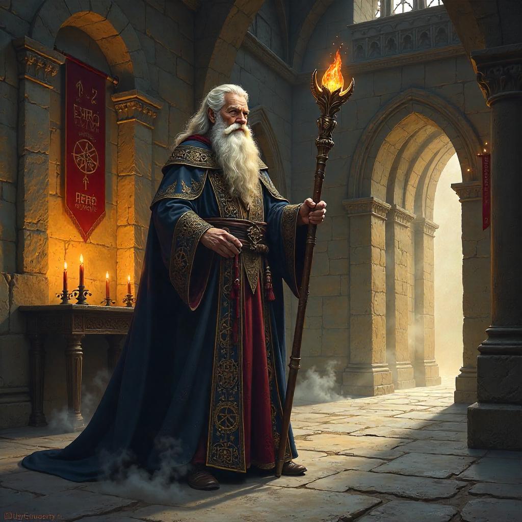 Wizard in the Fortress Hall (Oil Painting)