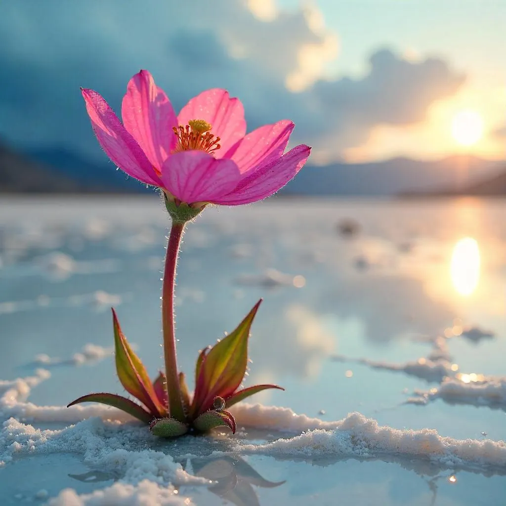 Photorealistic Flower on a Salt Flat