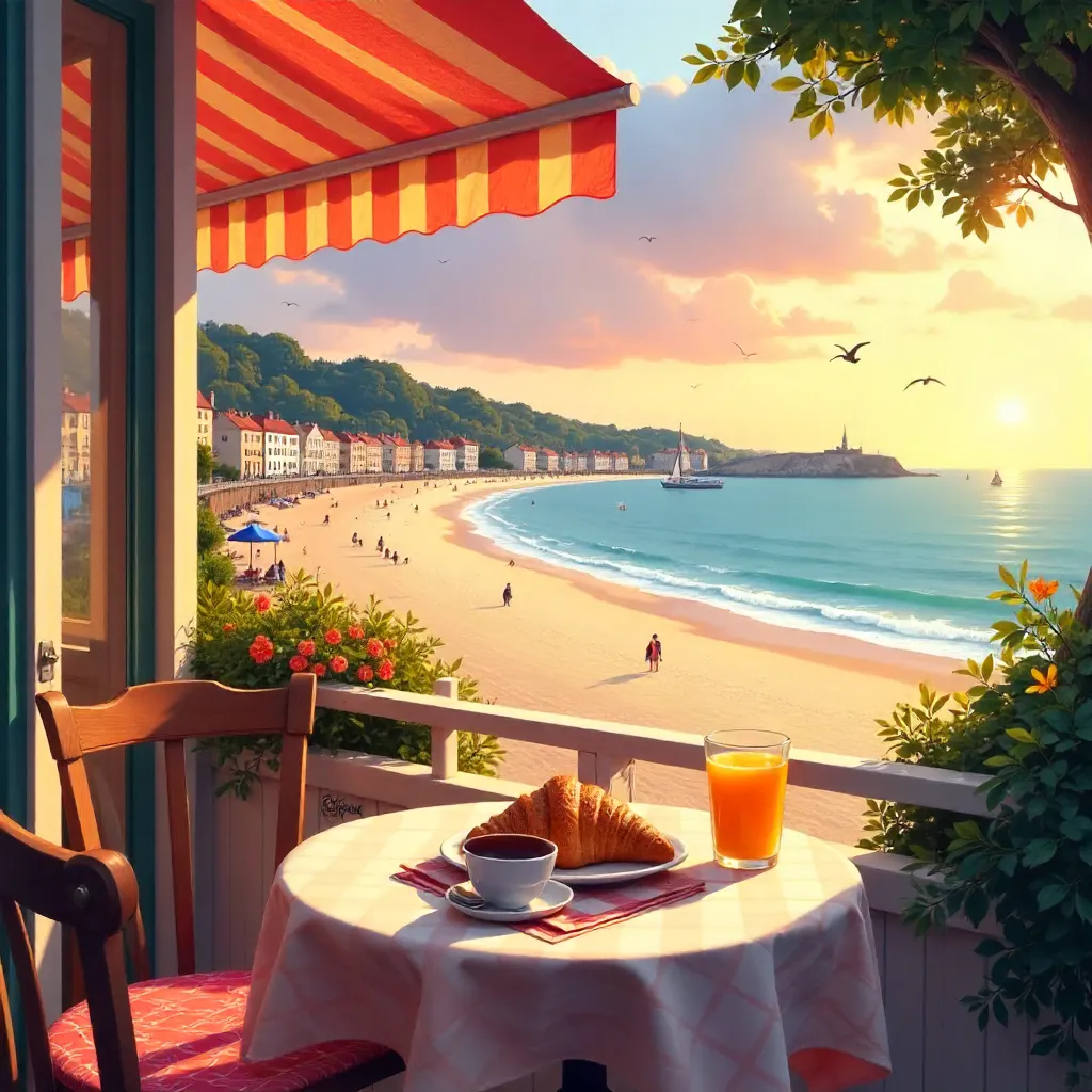 Sunlit Café Overlooking Saint-Palais Beach