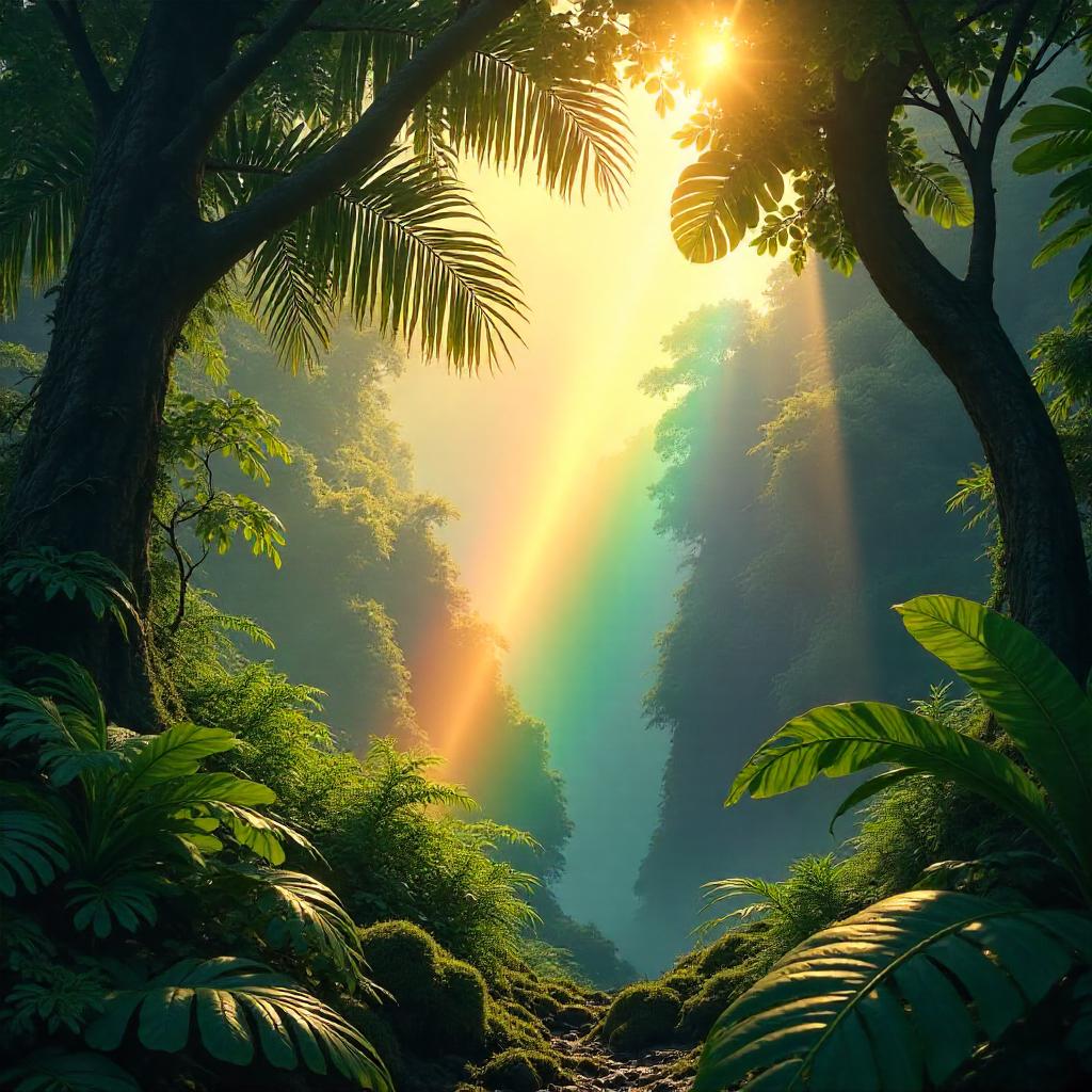 Photoreal Rainbow Over Jungle Canopy