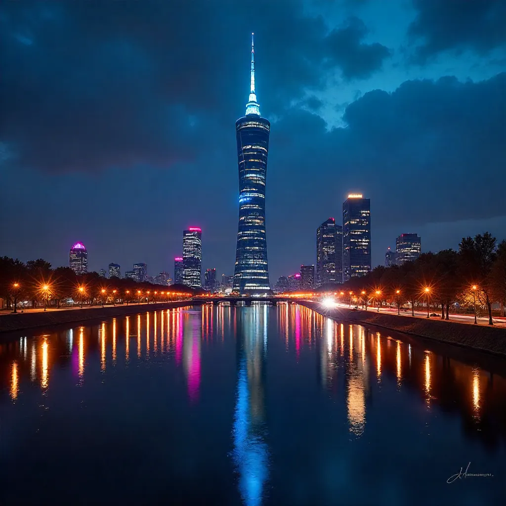 Dramatic Hannover Night: Niederpost Telekom Tower