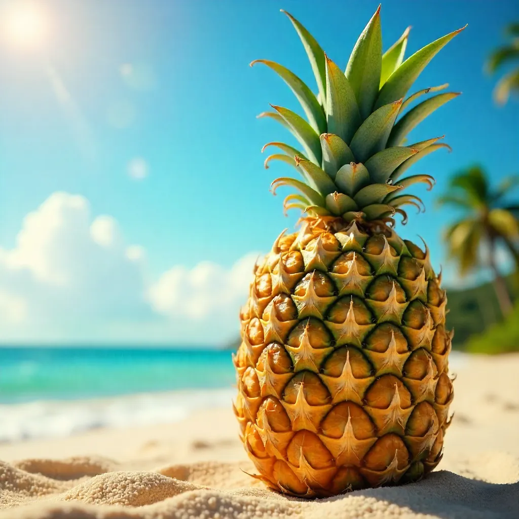 Vibrant Pineapple Under a Clear Tropical Sky