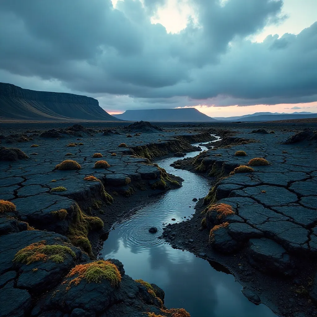 Moody Volcanic Landscape in Þingeyjarsveit, Iceland