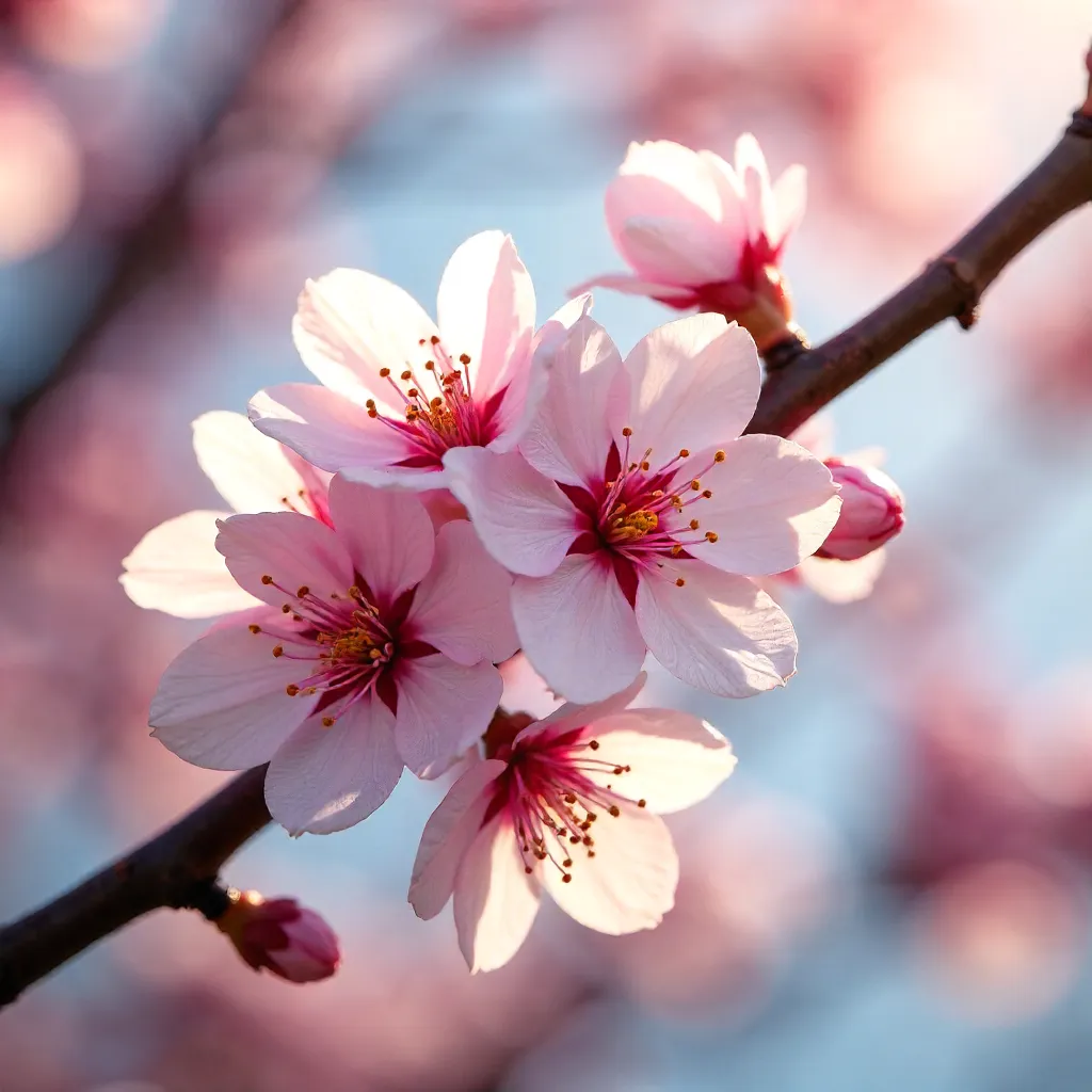 Macro Close-Up: Cherry Blossoms in Spring Bloom