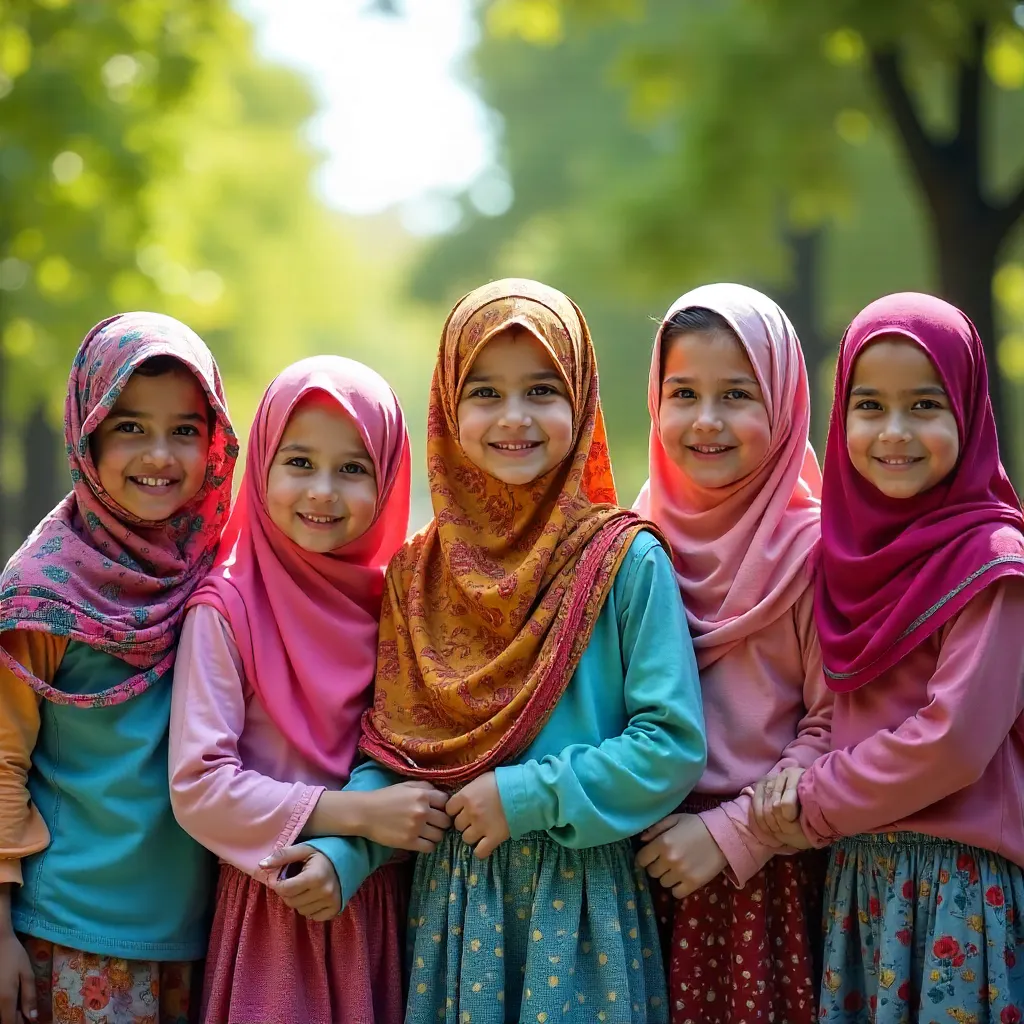 Vibrant Hijabs, One World: Girls Outdoors in Unity