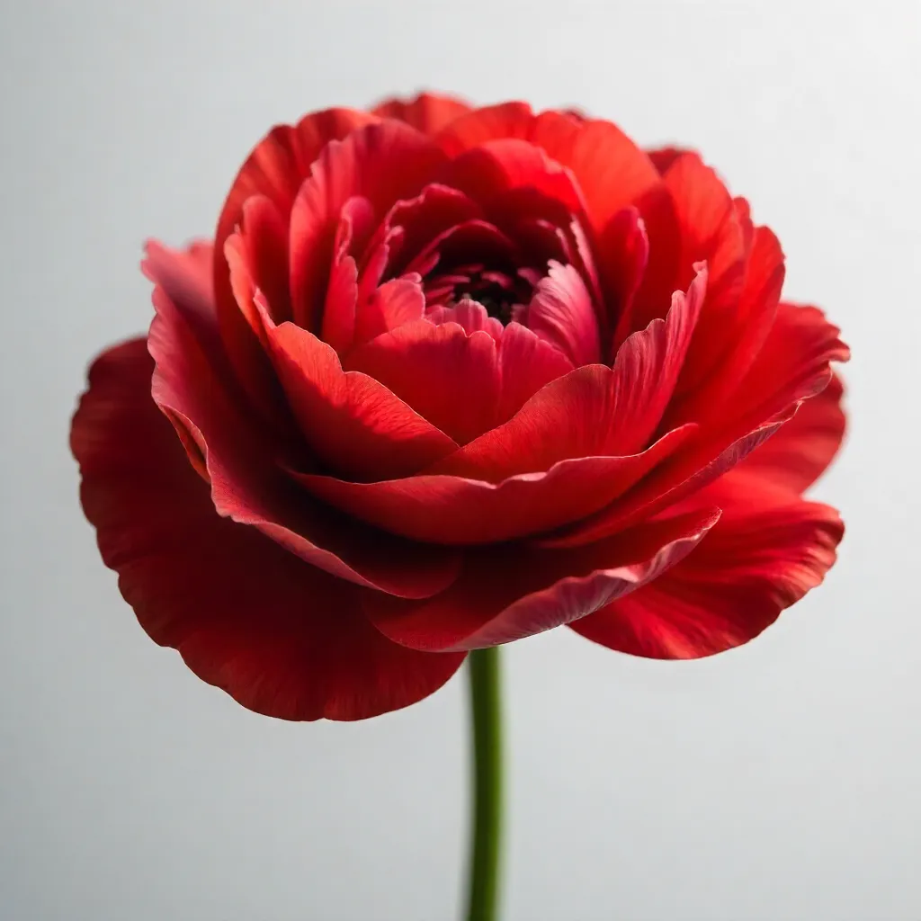 Close-Up Red Ranunculus on Minimal Background