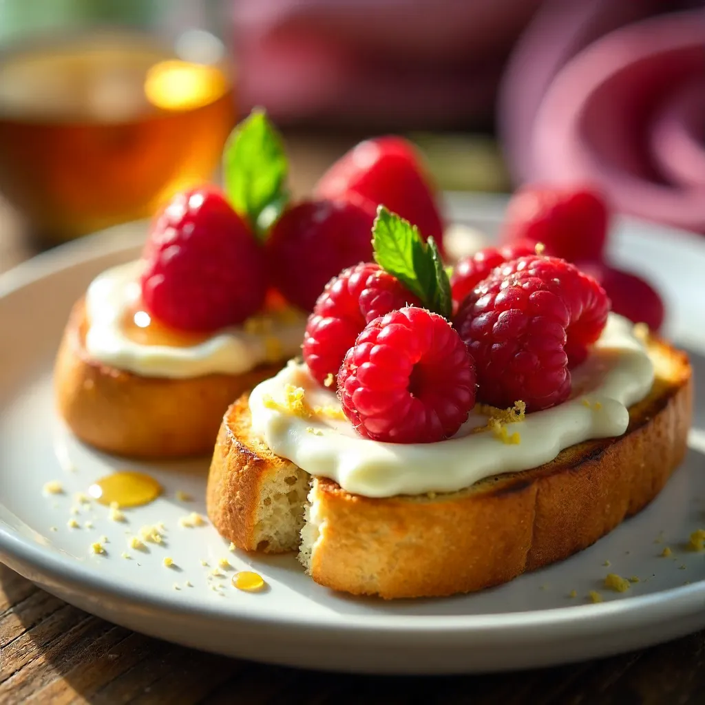Vibrant Raspberry Cream Cheese Toast Close-Up