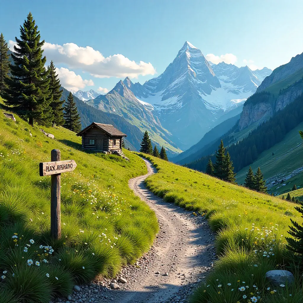 Scenic Trail to Snow-Capped Peaks in Valle d'Aosta